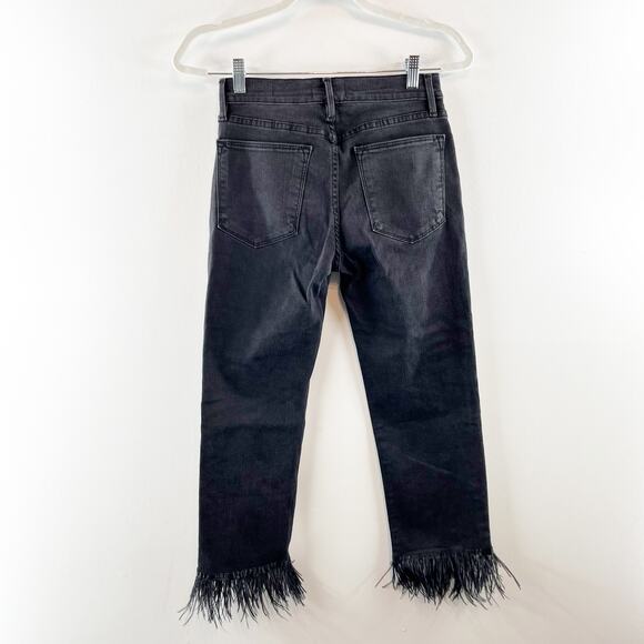 Frame Denim Le High Straight Feather Hem Cropped Jeans Ludlow Black 26 / 2 - Picture 10 of 11